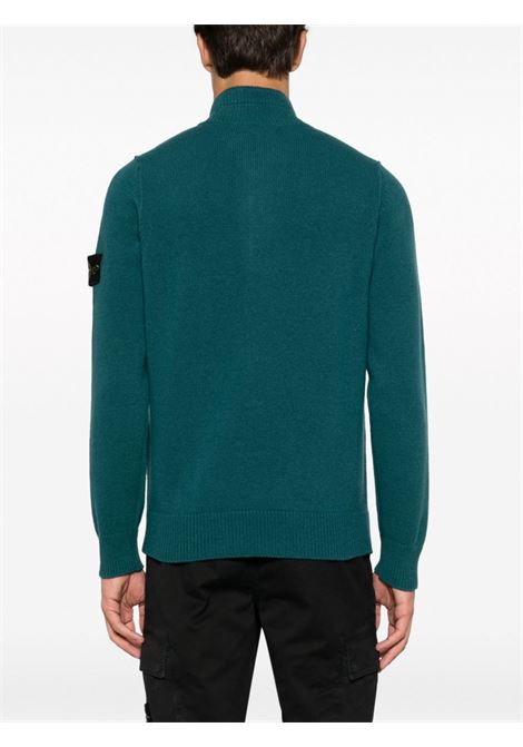 Maglia in misto lana verde acqua con bordo a costine e bottoni STONE ISLAND | 7915540A3V0057